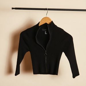 O-Ring Ripped Zip-Up Cardigan